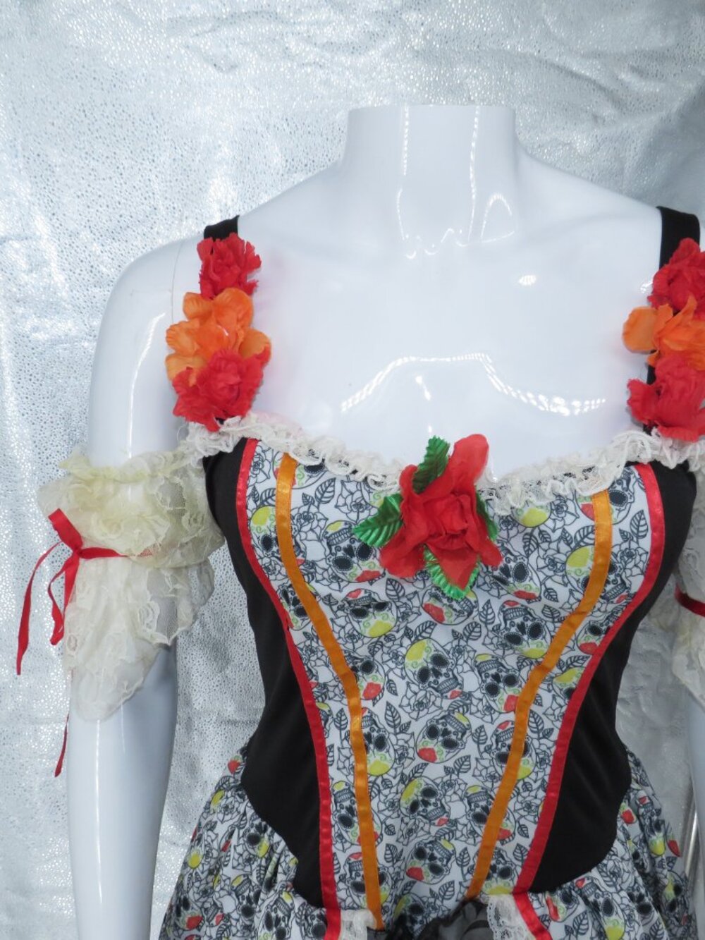Day Of Dead Costume Sugar Skull Black Red Plus Size 1X 2X Leg Avenue Mini Dress - Picture 5 of 9